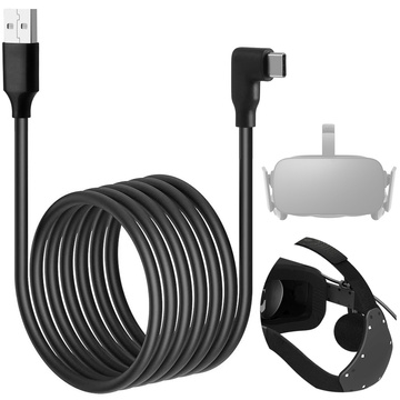 Kabel do okularów VR Alogy przewód USB do USB Type-C 5m do Oculus Link Quest 1 2 3 Czarny
