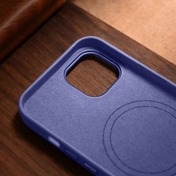 Etui na telefon iCarer Case Leather z naturalnej skóry do iPhone 14 Plus jasnofioletowy (kompatybilne z MagSafe) 