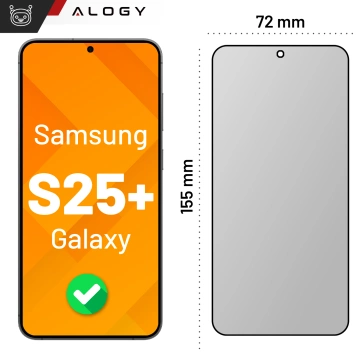 Szkło hartowane Prywatyzujące do Samsung Galaxy S25 Plus ochronne szkiełko na ekran 9H Alogy Privacy EasyShield™️ z ramką montażową