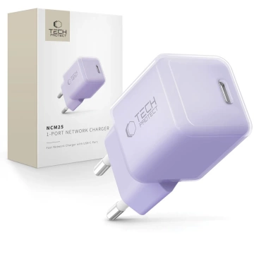 Ładowarka Sieciowa USB-C Tech-Protect NCM25 25W PD Fioletowa
