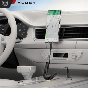 Kabel Alogy do ładowania Xiaomi Google Pixel spiralny samochodowy 66W 5A 150cm USB do USB-C czarny