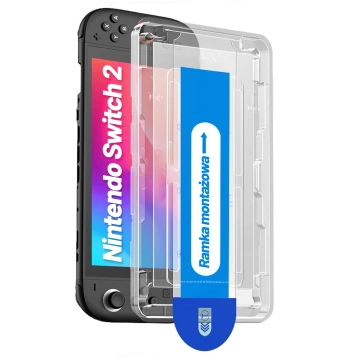 Szkło hartowane do Nintendo Switch 2 2025 ochronne szkiełko na ekran 9H Alogy EasyShield™️ z ramką montażową