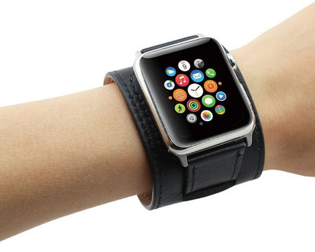 Pasek skórzany Cuffs Mankiet Apple Watch 1/2/3/4/5/ 38/40mm Czarny