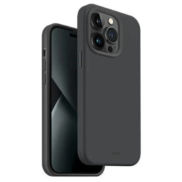 UNIQ Lino Hue Handyhülle für Apple iPhone 14 Pro 6.1" Magclick Charging grau/anthrazit