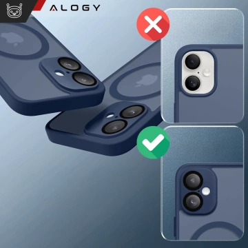 3w1 Zestaw Etui Hybrydowe + Szkło hartowane do Apple iPhone 16 obudowa ochronna Hybrydowe MagSafe z ochroną obiektywu case na telefon Alogy 3in1 Case Pack Granatowe