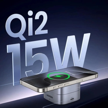Ładowarka Ugreen W702 3w1 MagSafe Qi2 15W Składana USB-C Czarna