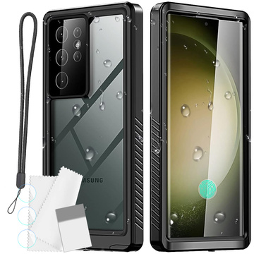 Etui wodoodporne do Samsung Galaxy S23 Ultra 360 Alogy Pancerne Armor IP68 ze smyczką Czarne
