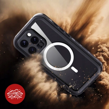 Hülle für iPhone 15 wasserdicht Mag Safe Case gepanzertes wasserdichtes Gehäuse schwarz und grau