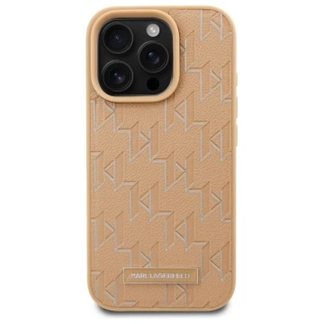 Karl Lagerfeld Hülle für iPhone 16 Pro Max 6,9" Beige Magsafe Hardcase Hot Stamp