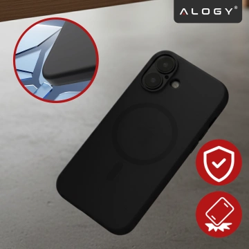 Hülle für Apple iPhone 16 Pro Max Alogy MagSafe Hybrid Matte Case Matte Cover mit Linsenschutz Schwarz