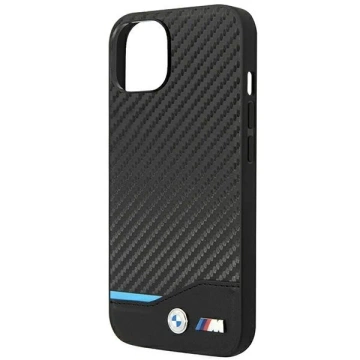 Etui na telefon BMW BMHCP14M22NBCK do Apple iPhone 14 Plus 6,7" czarny/black Leather Carbon