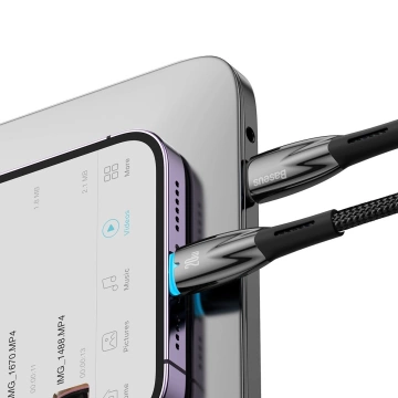 Baseus Glimmer Series kabel do szybkiego ładowania USB-C - Lightning 480Mb/s PD 20W 2m czarny