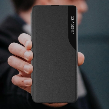 Eco Leather View Case elegante Hülle mit Überschlag und Standfunktion für Samsung Galaxy A73 blau