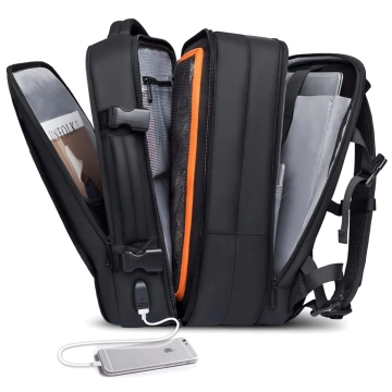 Plecak podróżny Bange BackPack biznesowy plecak rozszerzalny Torba pojemna do laptopa 17.3" z portem USB Czarny