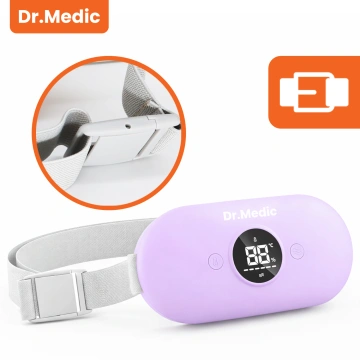 Pas Grzejący z Masażerem na okres i plecy - przeciwbólowy, ciepło + wibracje, 6 poziomów intensywności, akumulator 1800 mAh - Dr.Medic ThermoPulse™ Fioletowy