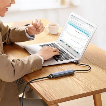 HUB UGREEN Multifunktionsadapter HUB USB 3.0 - 3 x USB / Ethernet RJ-45 / USB Typ C PD grau (CM475)