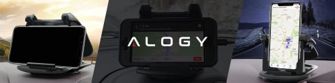 Uchwyt samochodowy na telefon GPS do 6.5" – montaż na kokpit i deskę rozdzielczą, obrót 360°, stabilny i regulowany – Alogy DriveMount™ Czarny
