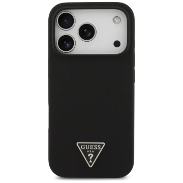 Etui do iPhone 17 Pro Guess Silicone Triangle Logo MagSafe Black
