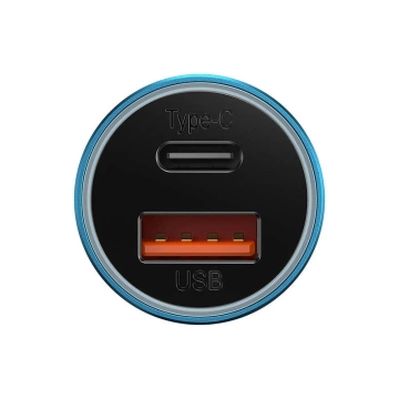 Ładowarka samochodowa Baseus Golden Contactor Max, USB + USB-C, 60W (niebieska)
