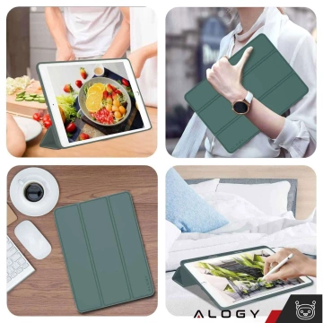 Etui do Apple iPad 10.2" 9/8/7 Gen (2021/2020/2019), Ochronne Smart Case z Klapką i Podstawką, Odporne TPU, Wzmocnione Narożniki, Alogy BookGuard™ – Zielone