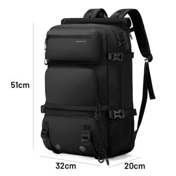 Bange wasserdichter Rucksack für 15,6-Zoll-Laptop, Stadtreisender, 45 x 30 x 16 cm, für Arbeit, Flugzeug, Herren, Damen, mit USB-Anschluss Schwarz