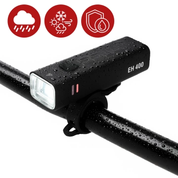 Lampka rowerowa EH 400 przód LED przednia światło roweru regulowane 400 LM 2000mah oświetlenie wodoodporna światełko na rower czarna