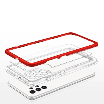 Klare 3in1 Hülle für Samsung Galaxy A72 4G Frame Gel Cover Rot