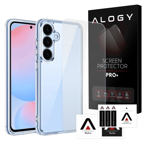 Etui Przezroczyste do Samsung Galaxy S25 Plus, Podwyższone Krawędzie, Idealne Dopasowanie, PC + TPU, Alogy HybridShield™ Case + SZKŁO HARTOWANE
