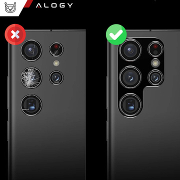 Metalowa osłonka do Samsung Galaxy S24 Ultra ochronna na wyspe aparat obiektyw Alogy Metal Lens Czarna