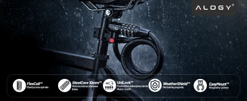 Fahrradschloss Fahrradschloss starkes Kabel 120cm Alogy Fahrradsicherheit mit Code-Kombinationsschlüssel schwarz