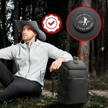 Bange wasserdichter Rucksack für 15,6-Zoll-Laptop, Stadtreisender, 45 x 30 x 16 cm, für Arbeit, Flugzeug, Herren, Damen, mit USB-Anschluss Schwarz