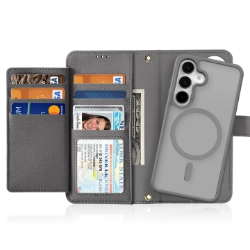 Etui do Samsung Galaxy S25 Dux Ducis Lawa Skórzane Szare
