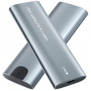 Festplattenadaptergehäuse SSD-Schacht NGFF m.2 USB 3.1 USB-C Typ-C 2230-2280 mm Silber