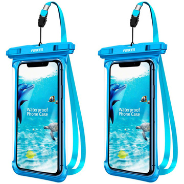 2x Etui wodoodporne wodoszczelne case na telefon Fonken uniwersalne IPX8 do 6.5 Niebieskie