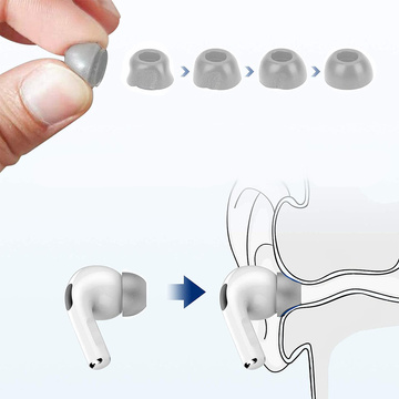 6x Nakładki silikonowe zapamiętujące Alogy S M L do Apple AirPods Pro szare