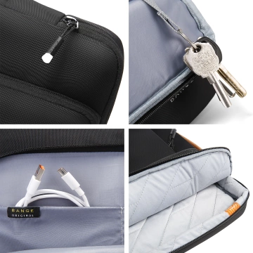Bange wasserdichter Rucksack für 15,6-Zoll-Laptop, Stadtreisender, 45 x 30 x 16 cm, für Arbeit, Flugzeug, Herren, Damen, mit USB-Anschluss Schwarz