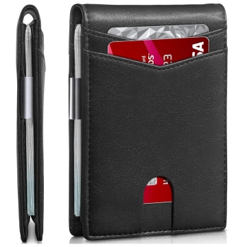 RFID-Schutzhülle für Geldbörsen, blockiert Signale für Karten und Dokumente, dünn, klein, Alogy, Herren- und Damengeldbörse, Schwarz