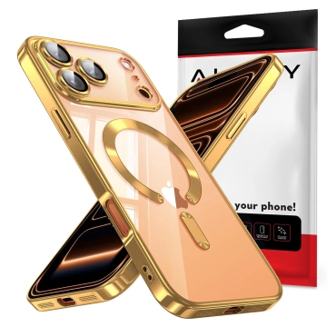 Etui z MagSafe do Apple iPhone 17 Pro Max – obudowa glamour z ochroną obiektywu, eleganckie i odporne na zarysowania – Alogy LuxuryRing™ Glamour Case Gold