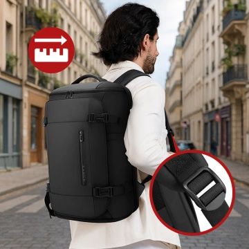 Bange wasserdichter Rucksack für 15,6-Zoll-Laptop, Stadtreisender, 45 x 30 x 16 cm, für Arbeit, Flugzeug, Herren, Damen, mit USB-Anschluss Schwarz