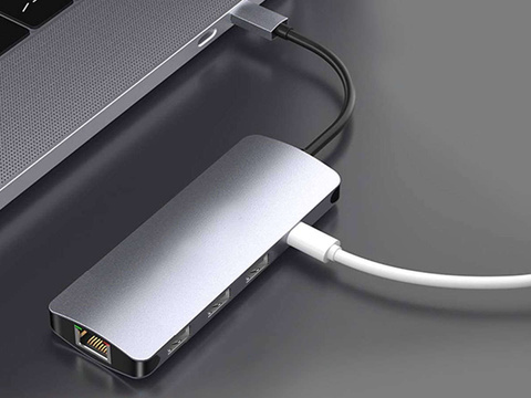 Adapter Alogy HUB 9w1 HDMI 4K RJ45 USB-C PD 3xUSB AV SD/TF/microSD