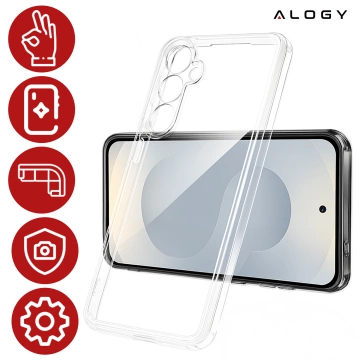 Etui Przezroczyste do Samsung Galaxy S25 Plus, Podwyższone Krawędzie, Idealne Dopasowanie, PC + TPU, Alogy HybridShield™ Case + SZKŁO HARTOWANE