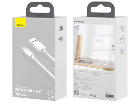 2x Kabel 1,5m Baseus przewód USB für Lightning PD 2.4A Weiß