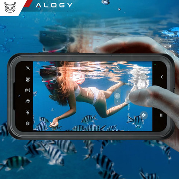Schutzhülle für Samsung Galaxy A35 5G, gepanzert, wasserdicht, IP68, 360-Grad-Rüstung, integriertes Glas, Alogy, Schwarz