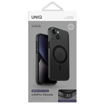 UNIQ LifePro Xtreme Handyhülle für Apple iPhone 14 Plus 6,7" Magclick Charging Black/Frost Smoke