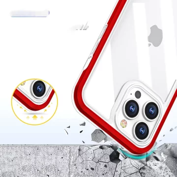 Clear 3in1 etui do iPhone 13 Pro żelowy pokrowiec z ramką czerwony
