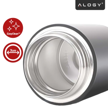 Termos pojemnik obiadowy na jedzenie żywność zupę lód  dla dzieci 700ml Alogy ze stali nierdzewnej + składana łyżeczka termiczny szary