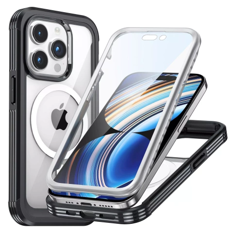 Schutzhülle für Apple iPhone 16 Pro Max Alogy Shield360 MagCase™️ mit MagSafe-Funktion, inklusive Display- und Kameraschutz, Schwarz