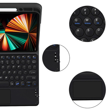 Case Alogy Bluetooth Tastatur Touchpad 4in1 Magnetstift für Apple iPad Pro 11 2021 Schwarz