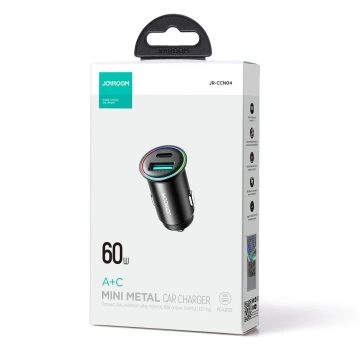 Mini ładowarka samochodowa Joyroom JR-CCN04 60 W USB-A & USB-C – czarna