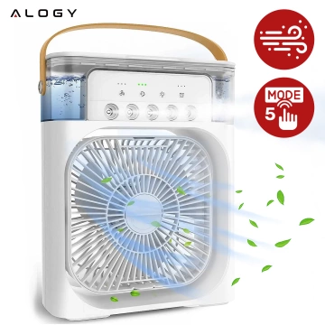 Wentylator wiatrak biurkowy 3w1 Klimator Alogy DeskBreeze™  stojący mały cyrkulator z nawilżaczem powietrza timerem i podświetleniem LED USB-C